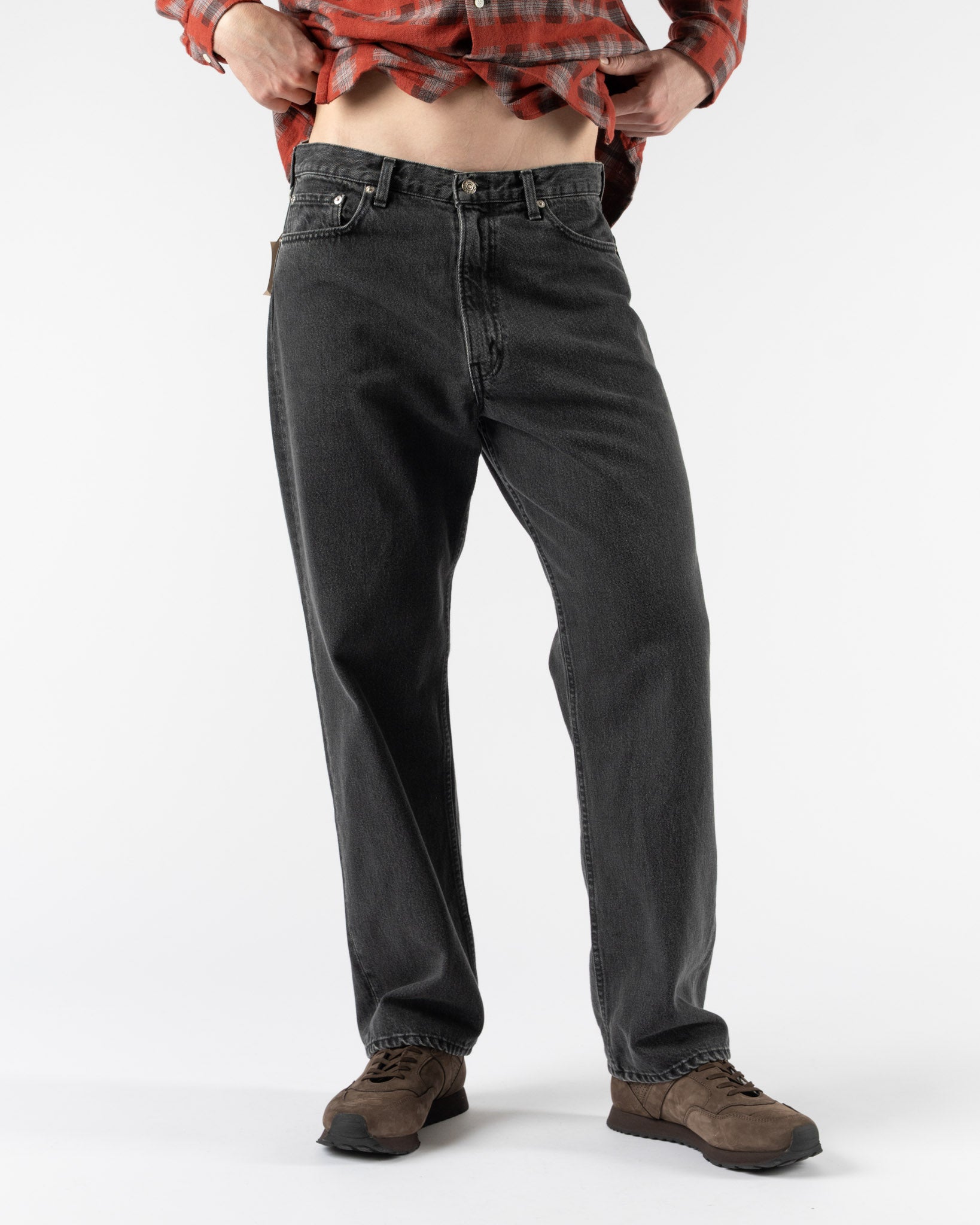 orSlow 101 Dad's Fit Denim Pants in Black Denim Stone Curated at