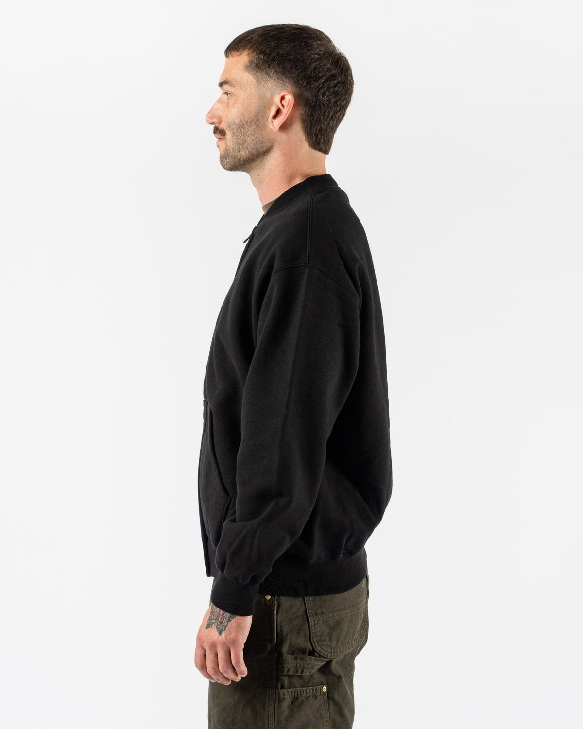 orSlow Dense Knit Zip-Up Sweatshirt in Black