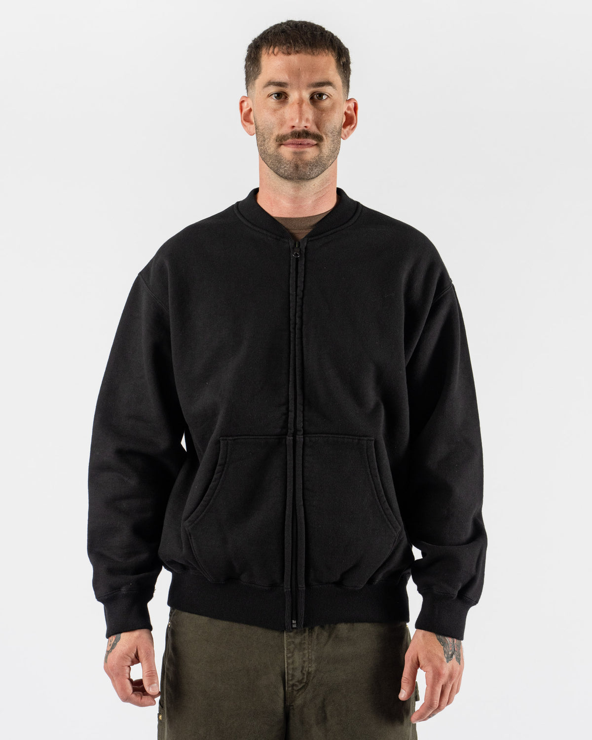orSlow Dense Knit Zip-Up Sweatshirt in Black