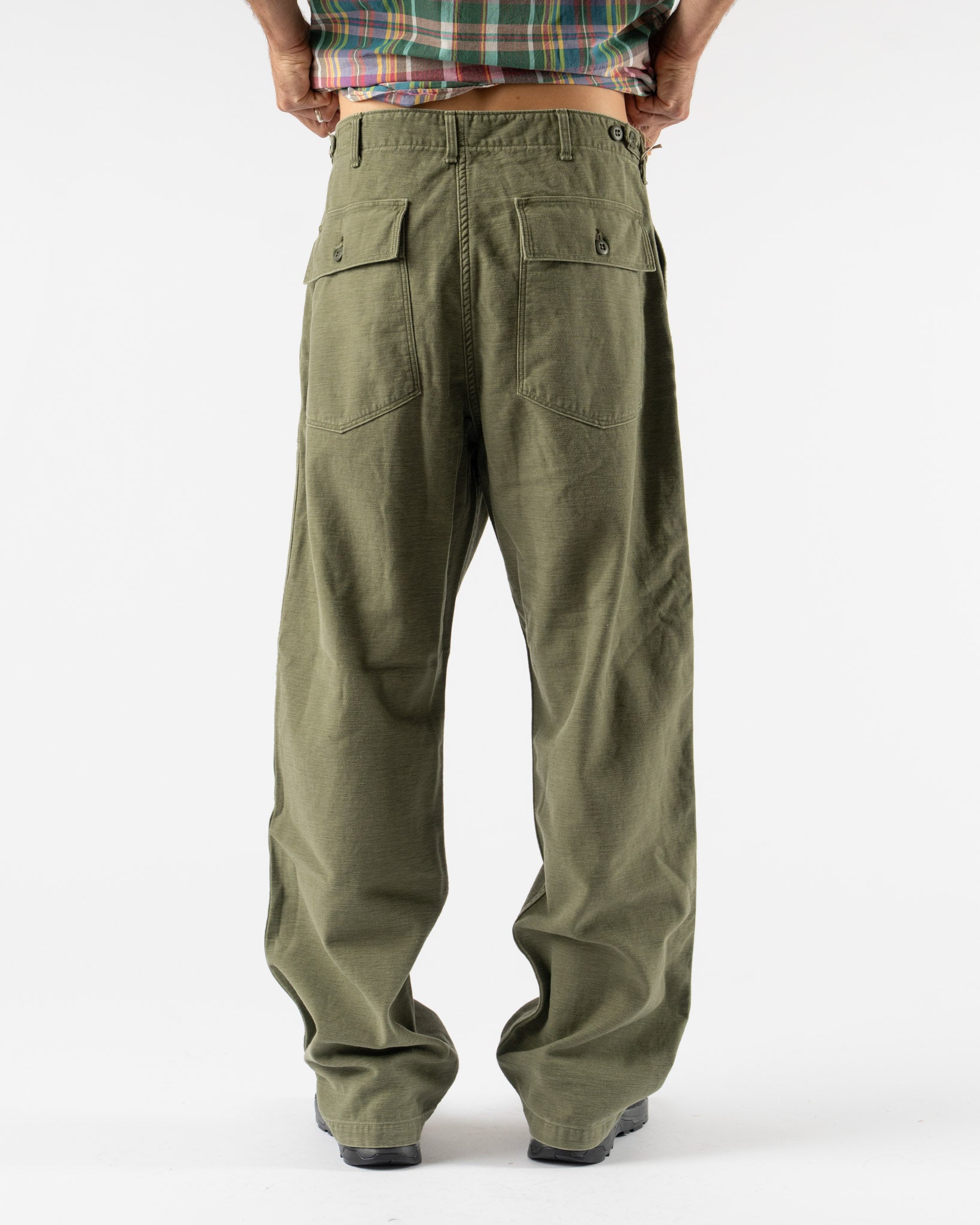 orSlow Herringbone Vintage Fit Fatigue Pants in Army Green