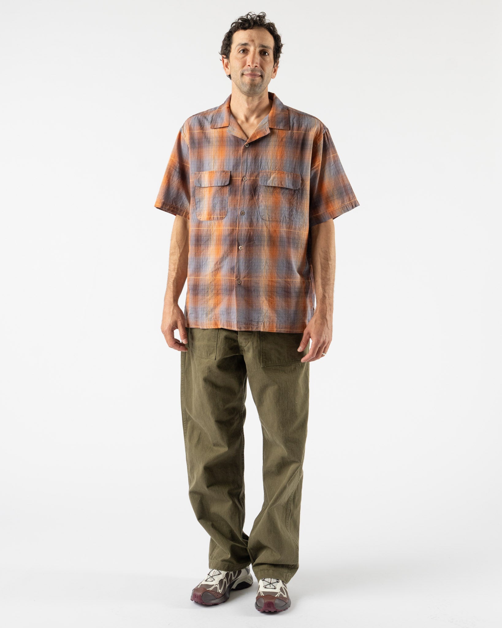 orSlow Real Used Wash Vintage Fit Fatigue Pants in Dark Olive Stone