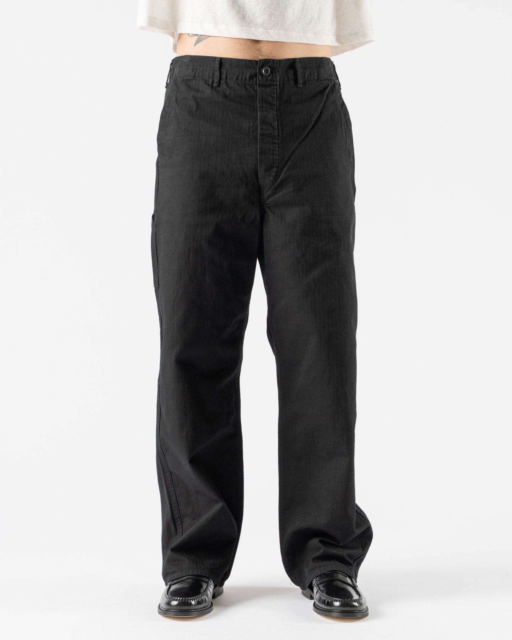 orSlow Wide Fit French Work Pants in Black