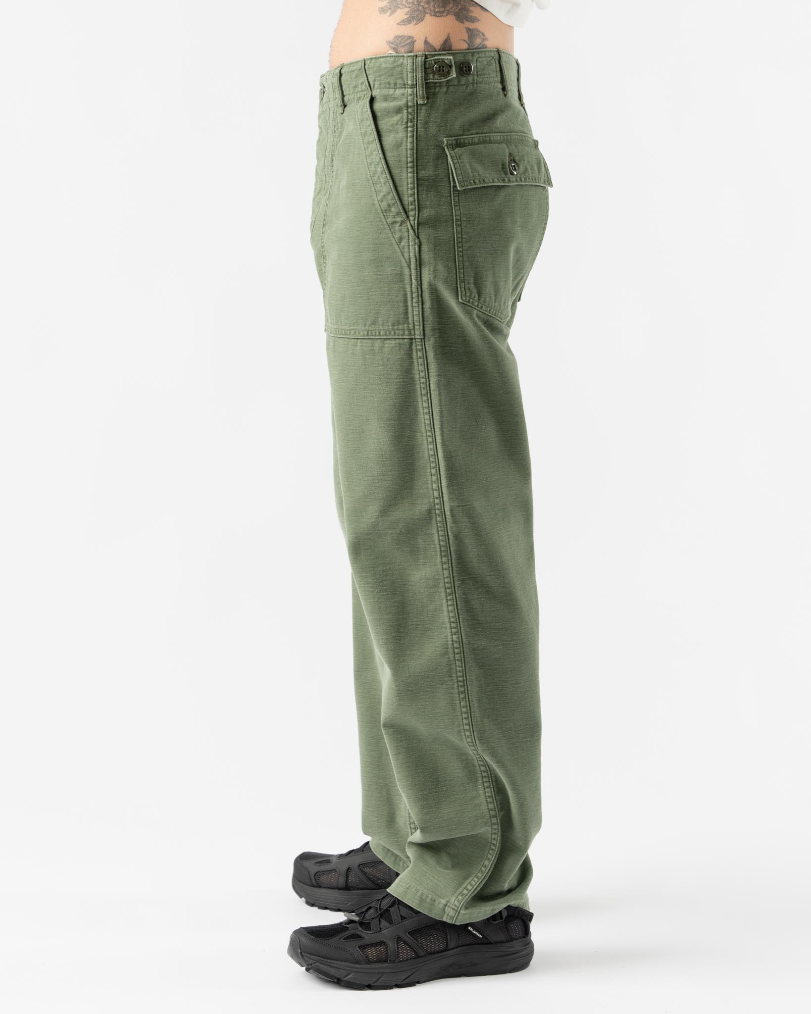 orSlow US Army Fatigue Pants in Green Used Wash Curated at