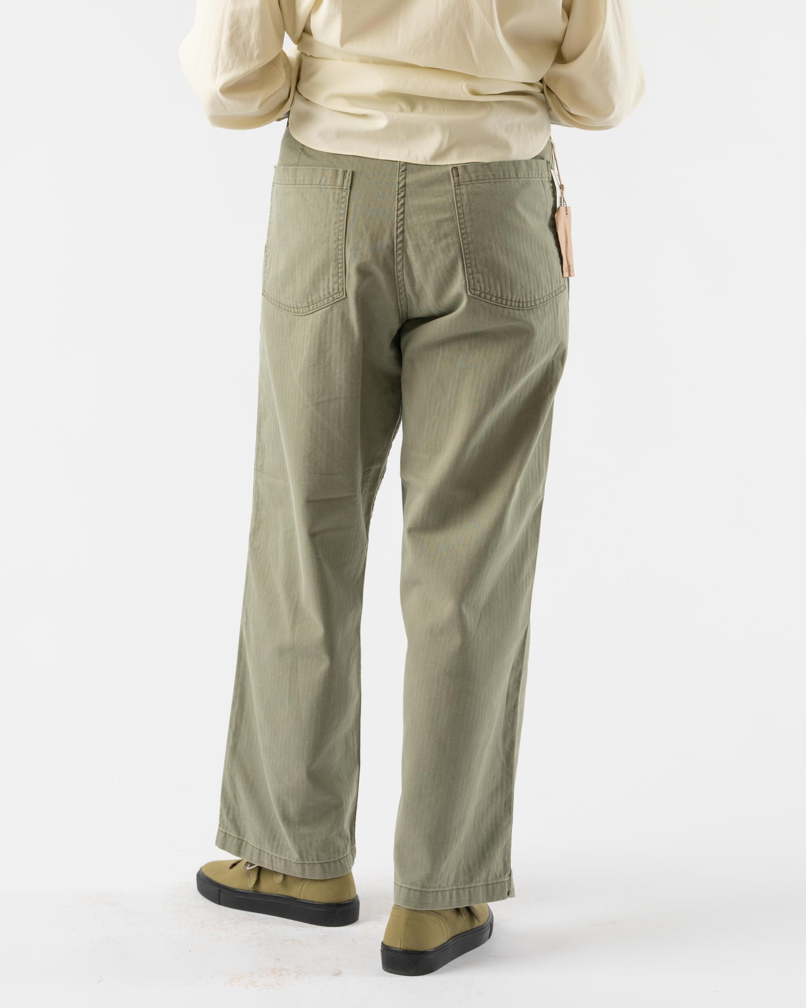 orSlow Herringbone Twill Summer Fatigue Pants in Green