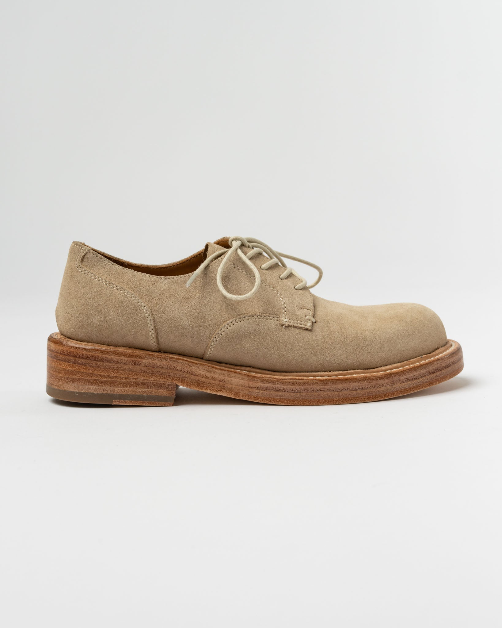 Paracia Mid-Heel Derby Washed Suede Beige