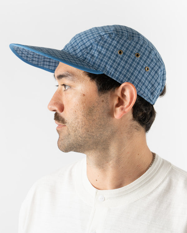 Pilgrim Surf + Supply Plaid Longbill Cap in Blue