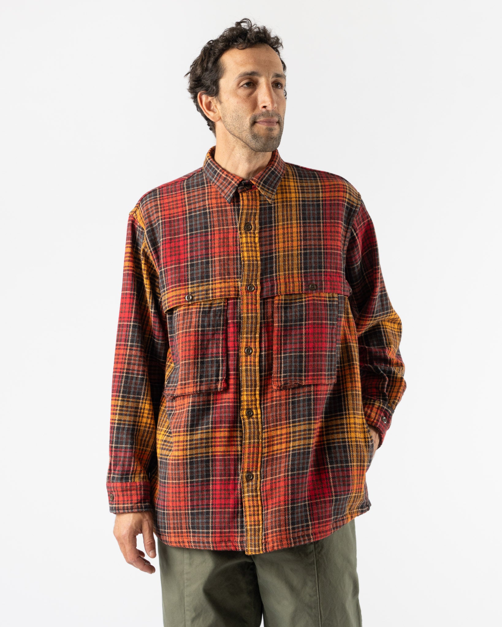 Pilgrim Surf + Supply Albert Field Shirt in Black/Orange Curated