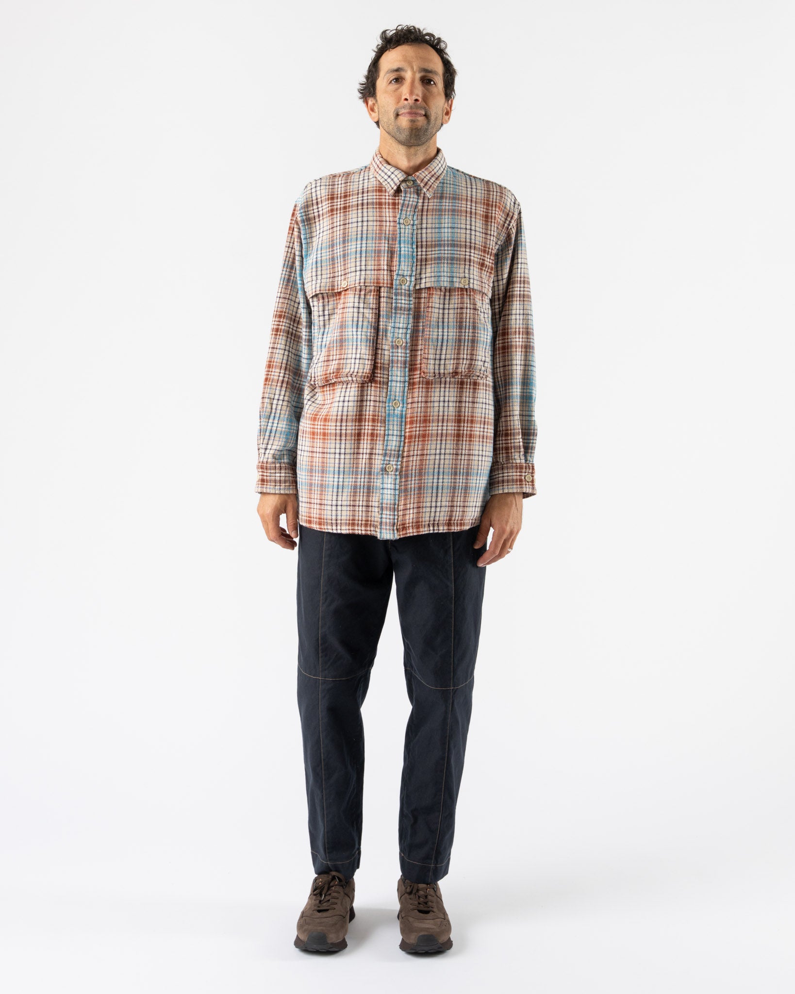 Pilgrim Surf + Supply Albert Field Shirt in Ivory/Blue