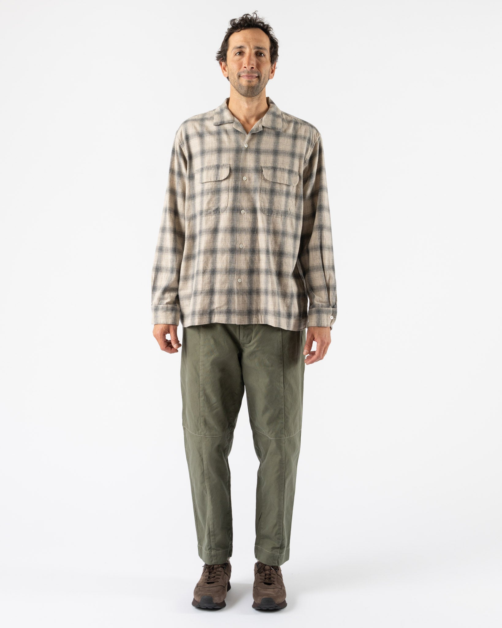 Pilgrim Surf + Supply Vincent Nep Herringbone Plaid Shirt in Red
