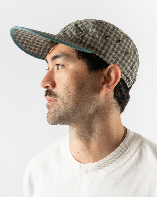 Pilgrim Surf + Supply Plaid Longbill Cap in Olive