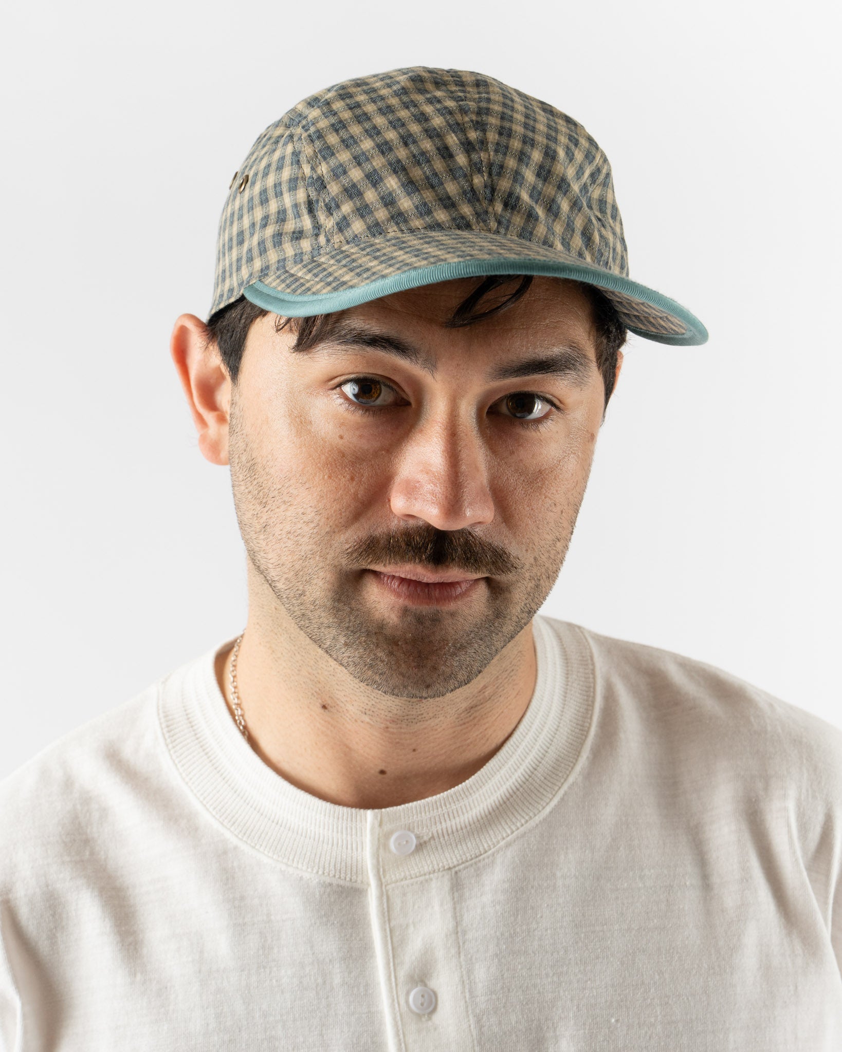 Pilgrim Surf + Supply Plaid Longbill Cap in Olive