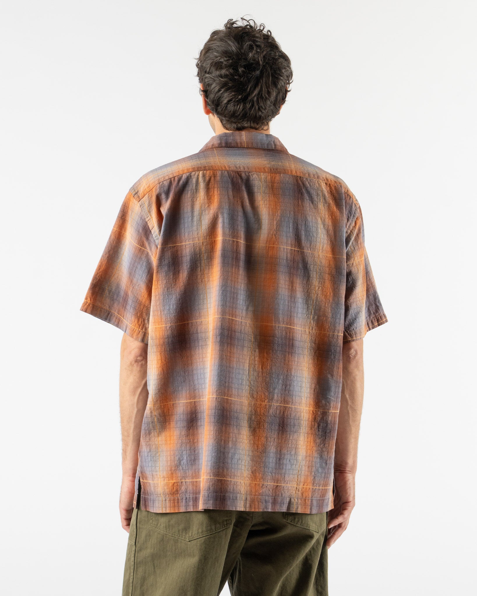 Pilgrim Surf + Supply Sam Dobby Ombre Short Sleeve Shirt in Orange