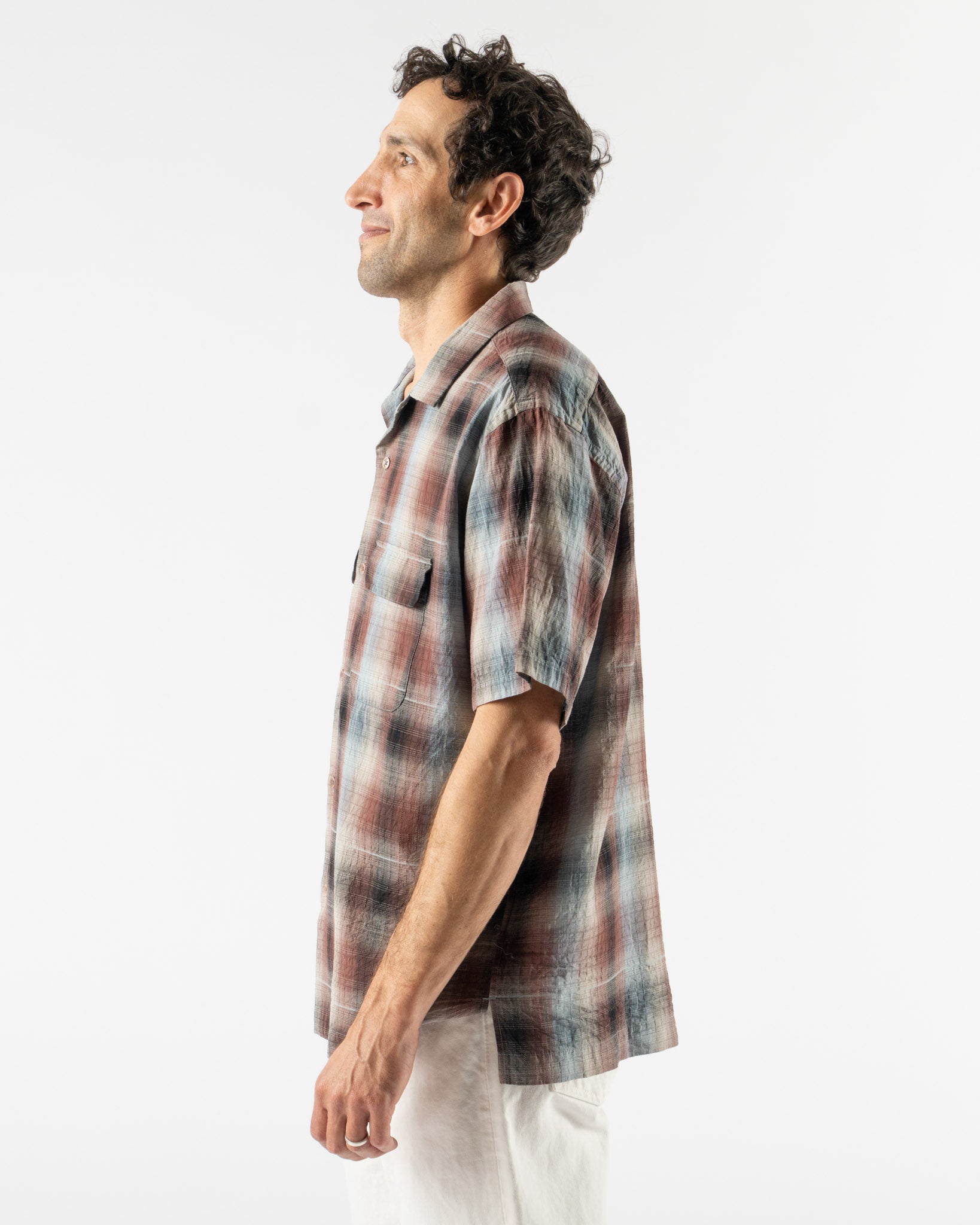 Pilgrim Surf + Supply Sam Dobby Ombre Short Sleeve Shirt in Brown
