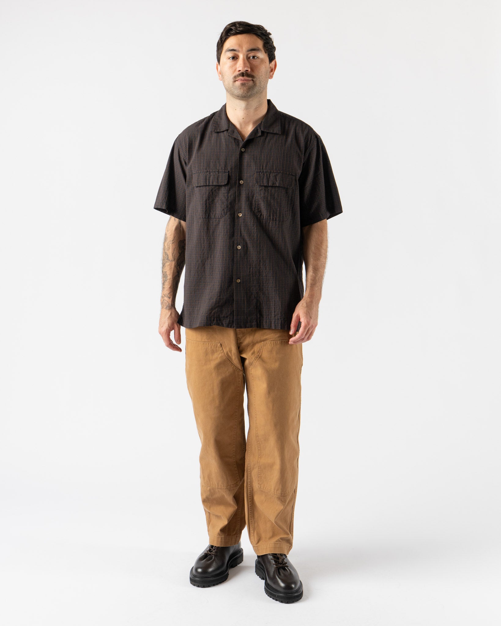 Pilgrim Surf + Supply Sam Plaid SS Shirt in Brown