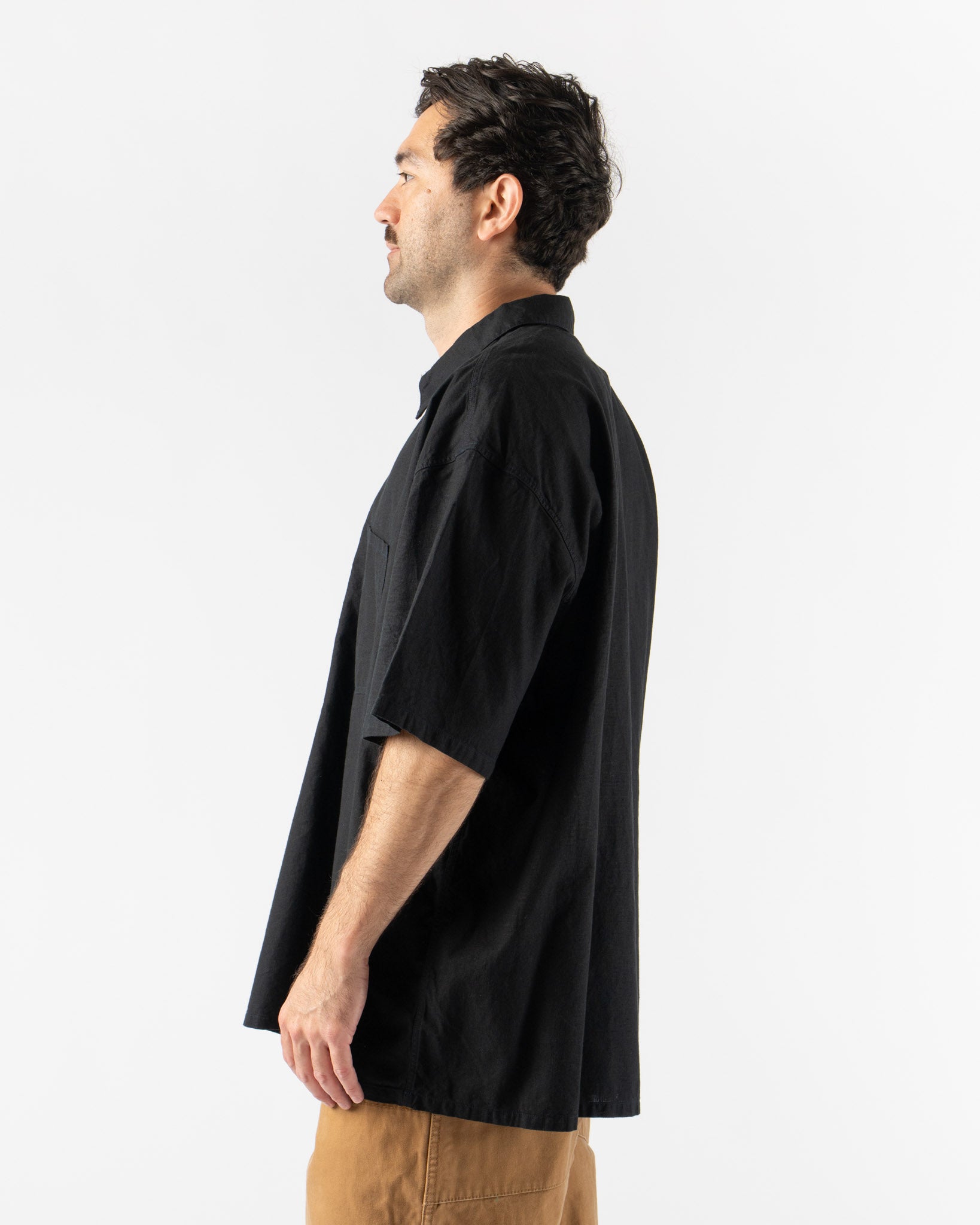 Pilgrim Surf + Supply Davis Short Sleeve Half Zip Shirt in Navy