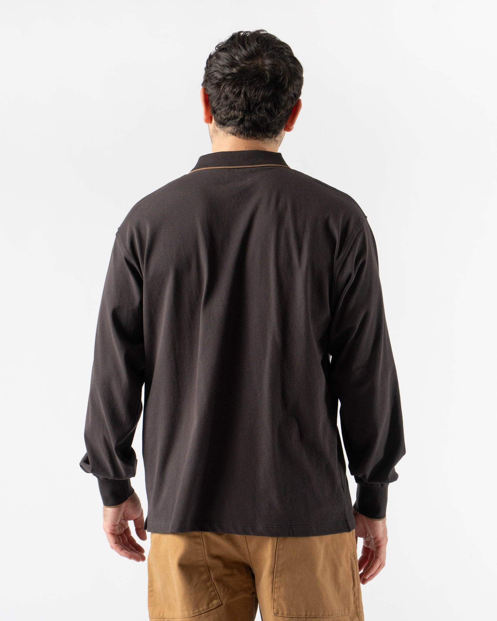 Pilgrim Surf + Supply Werner Longsleeve Polo in Sumi Black