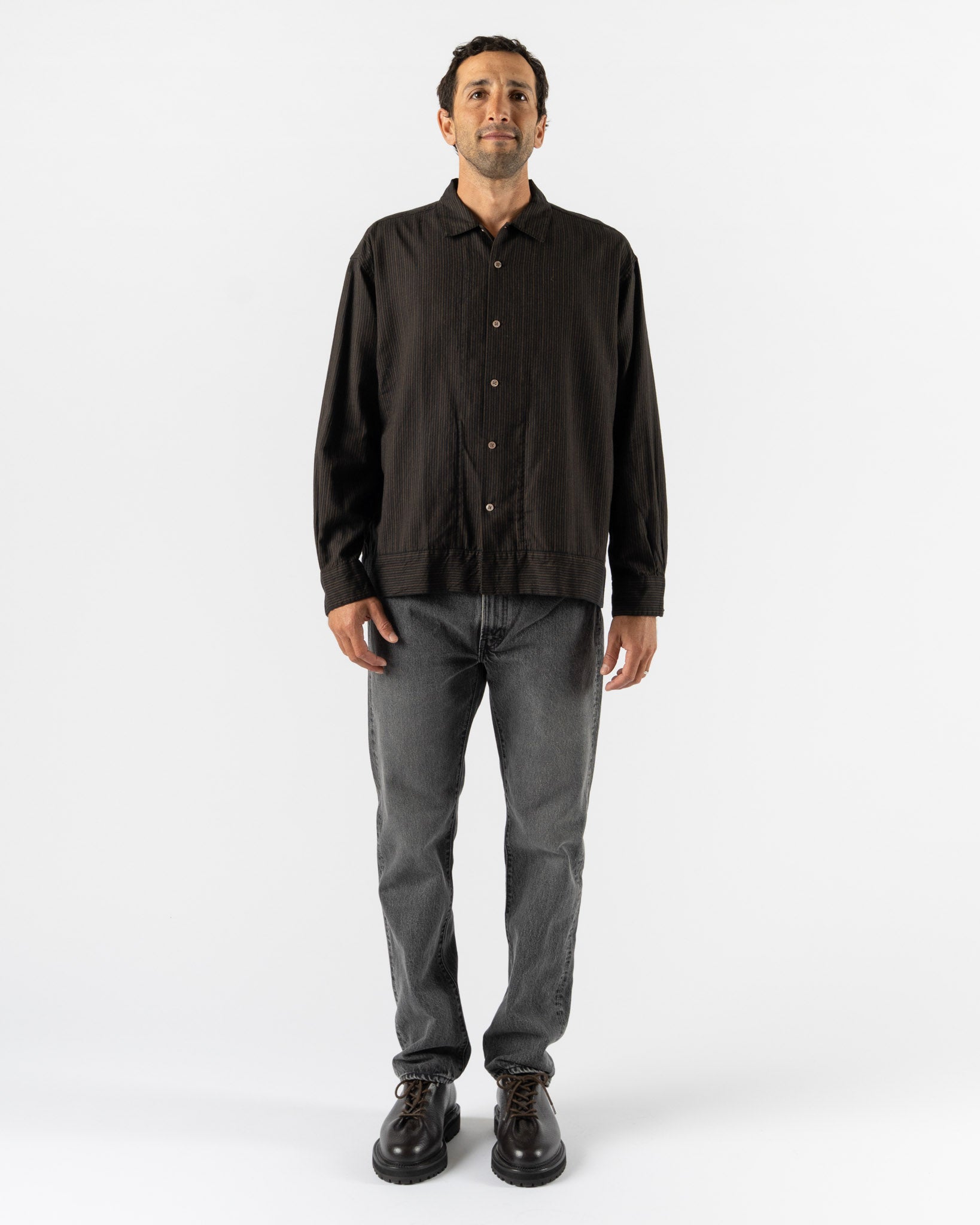 Pilgrim Surf + Supply Claud Stripe Shirt in Brown