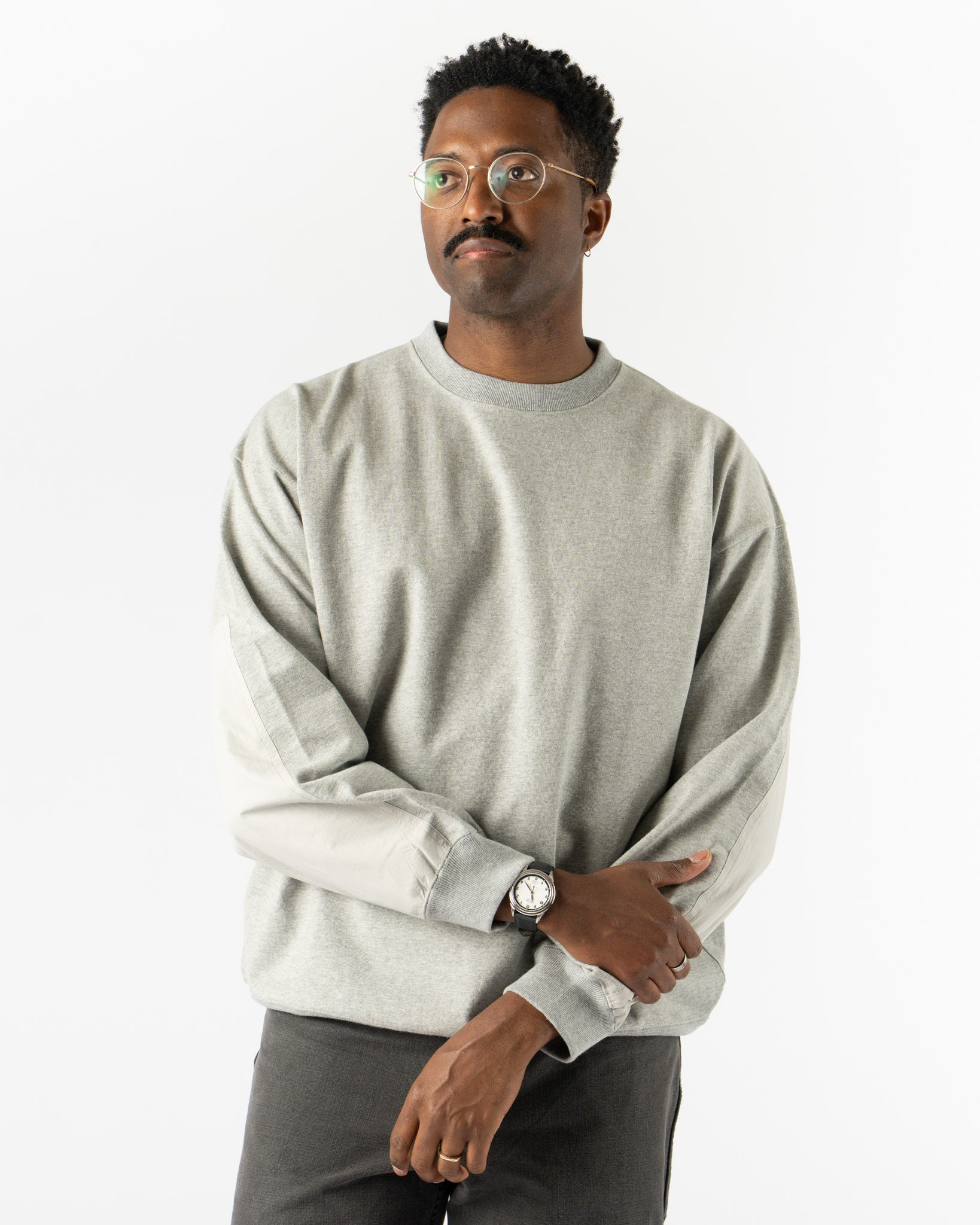 Pilgrim Surf + Supply Jaar Reinforced Crew in Heather Grey