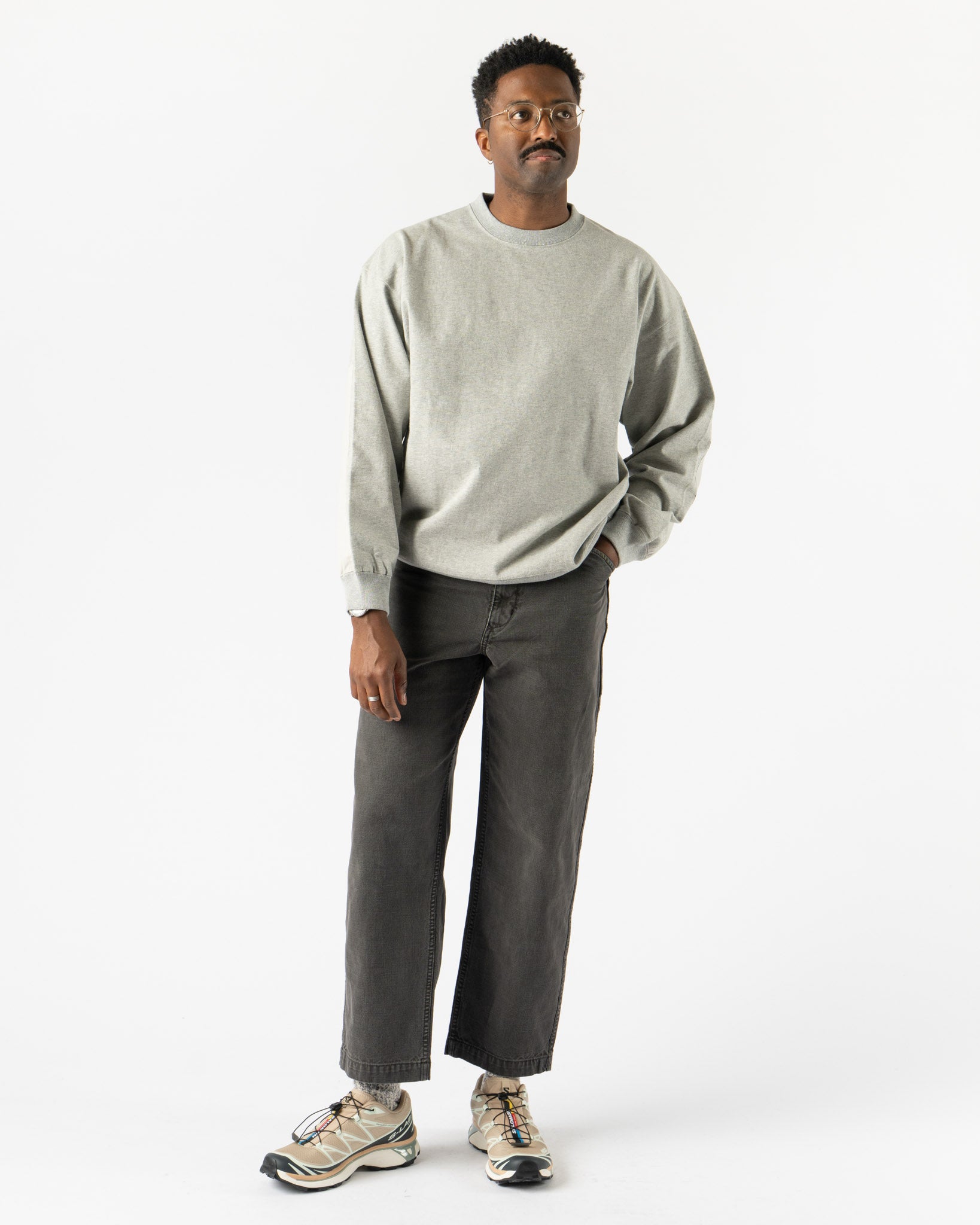 Pilgrim Surf + Supply Jaar Reinforced Crew in Heather Grey