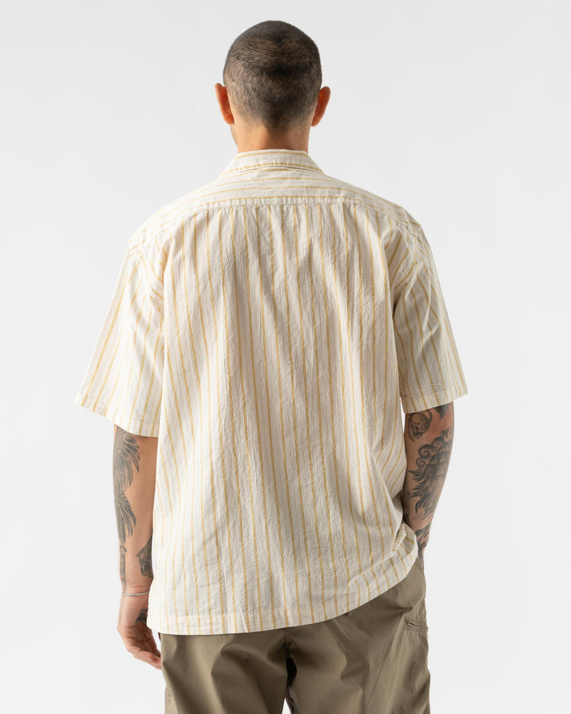 Pilgrim Surf + Supply Johnny Stripe Short Sleeve Shirt in Mustard