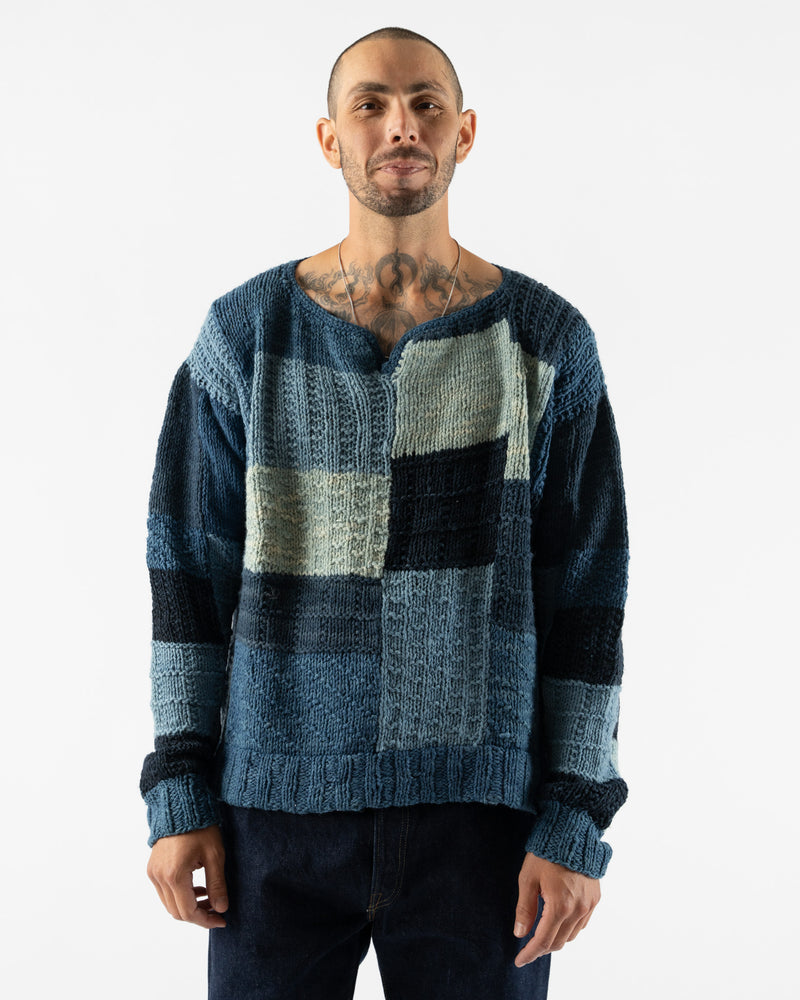 Kartik Research Indigo Patchwork Knit Sweater