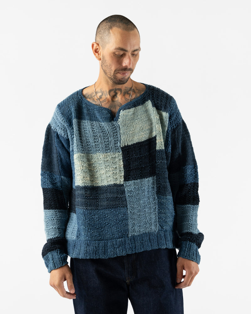 Kartik Research Indigo Patchwork Knit Sweater