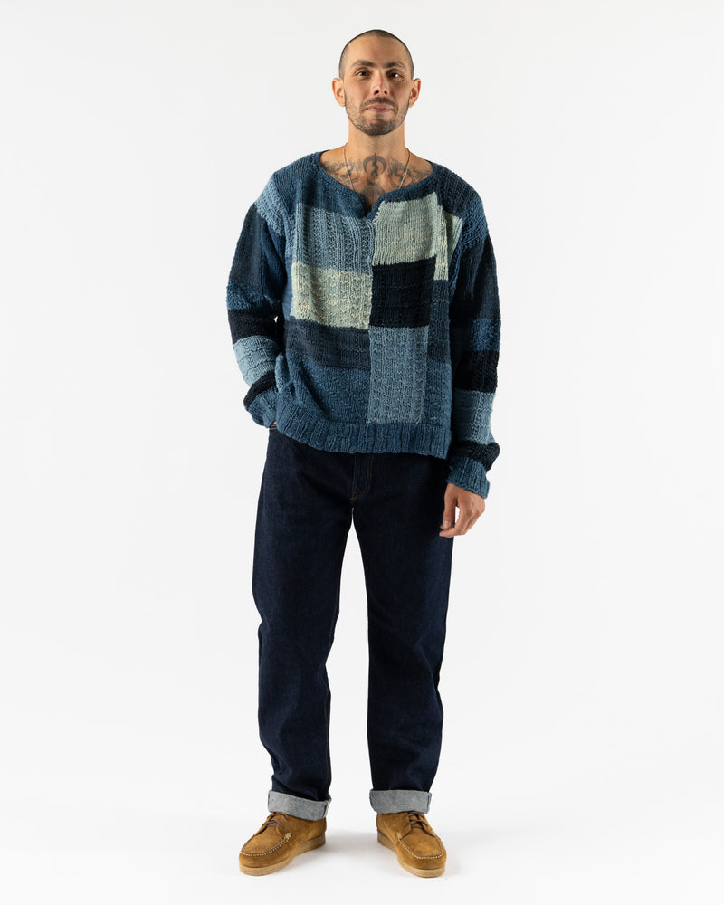 Kartik Research Indigo Patchwork Knit Sweater