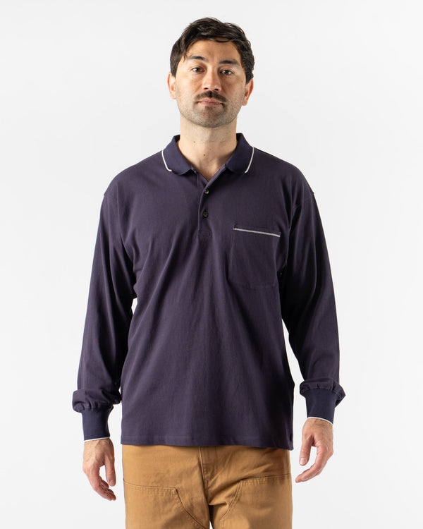 Pilgrim Surf + Supply Werner Longsleeve Polo in Dark Navy