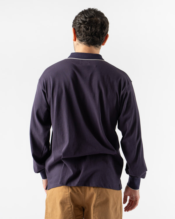 Pilgrim Surf + Supply Werner Longsleeve Polo in Dark Navy
