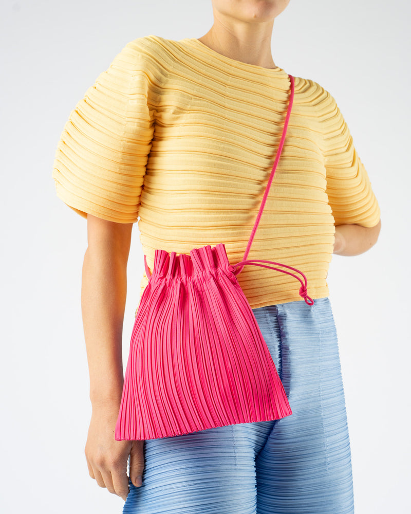 Pleats Please Issey Miyake Mini Pochette in Bright Pink