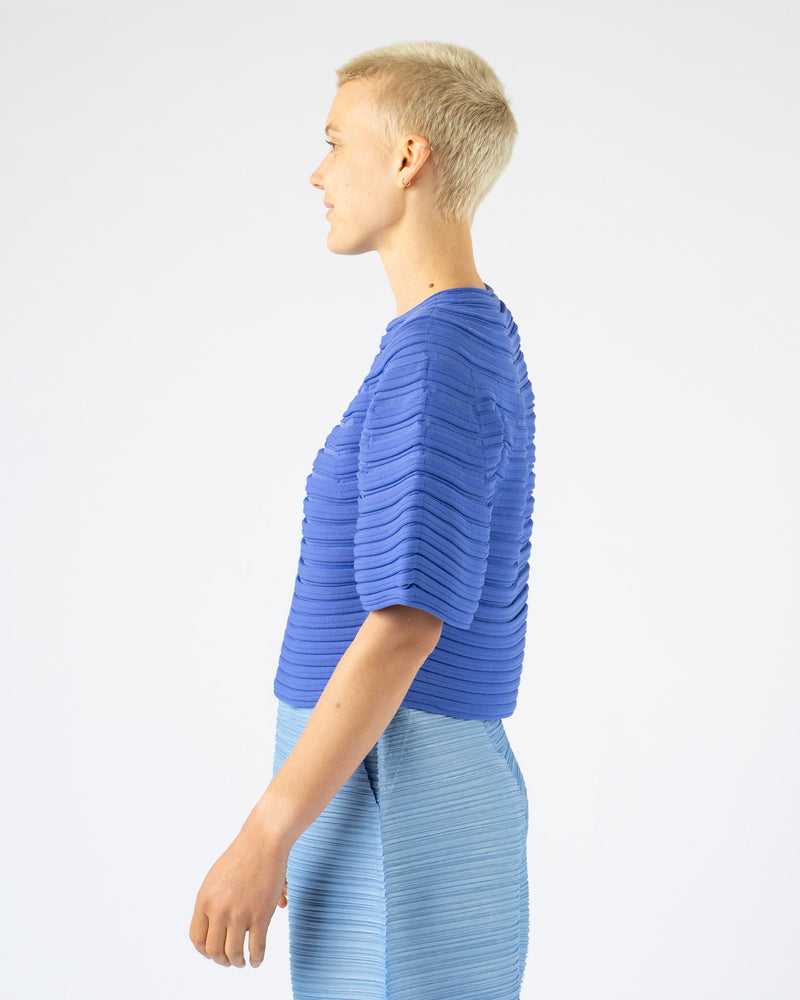 Pleats Please Issey Miyake Mushroom Knit in Steel Blue