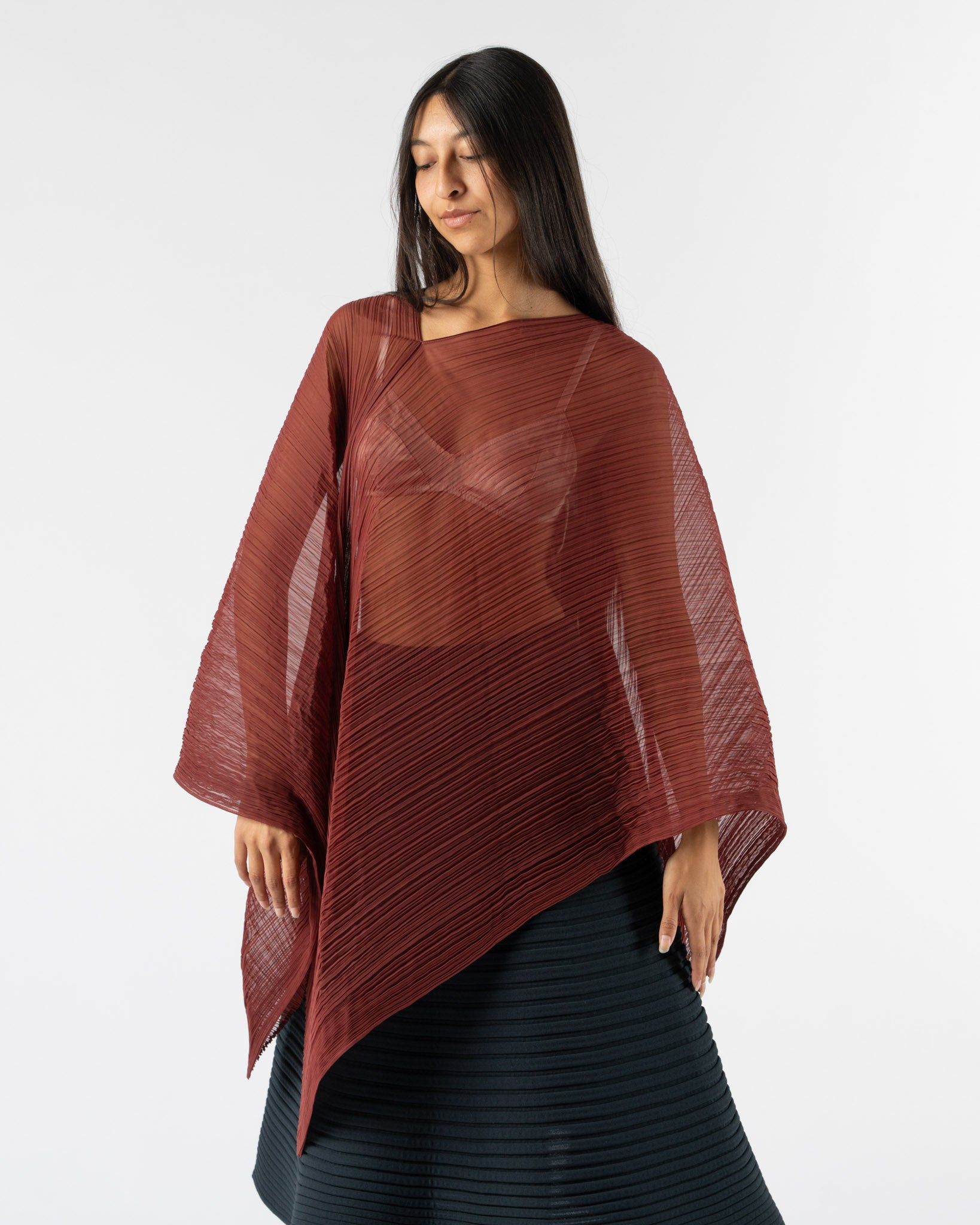 Pleats Please Issey Miyake Madame-T October in Brown Red