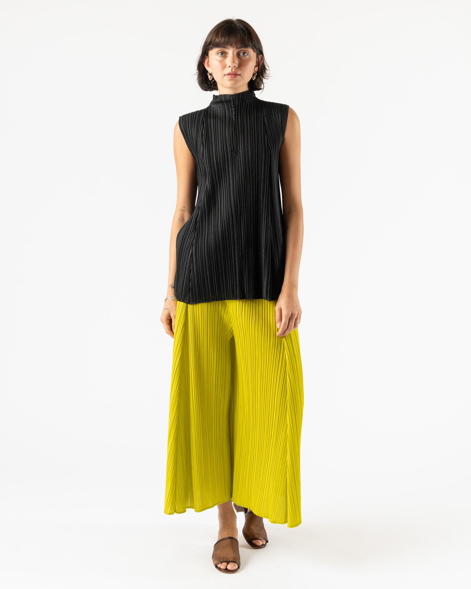 Pleats Please Issey Miyake May Mellow Pleats in Mustard Curated at