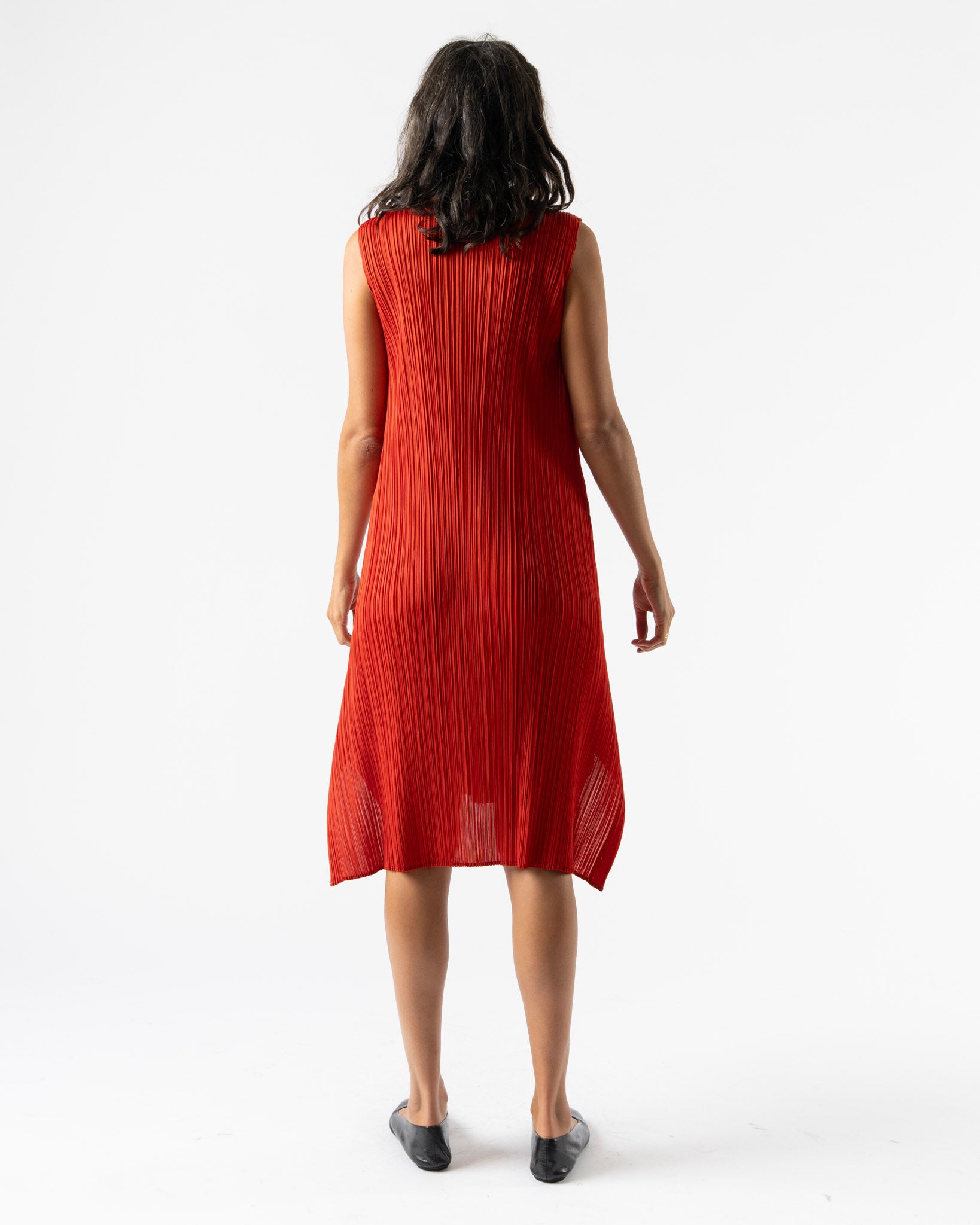 Pleats Please Issey Miyake Monthly Colors July Dress in Bright Red