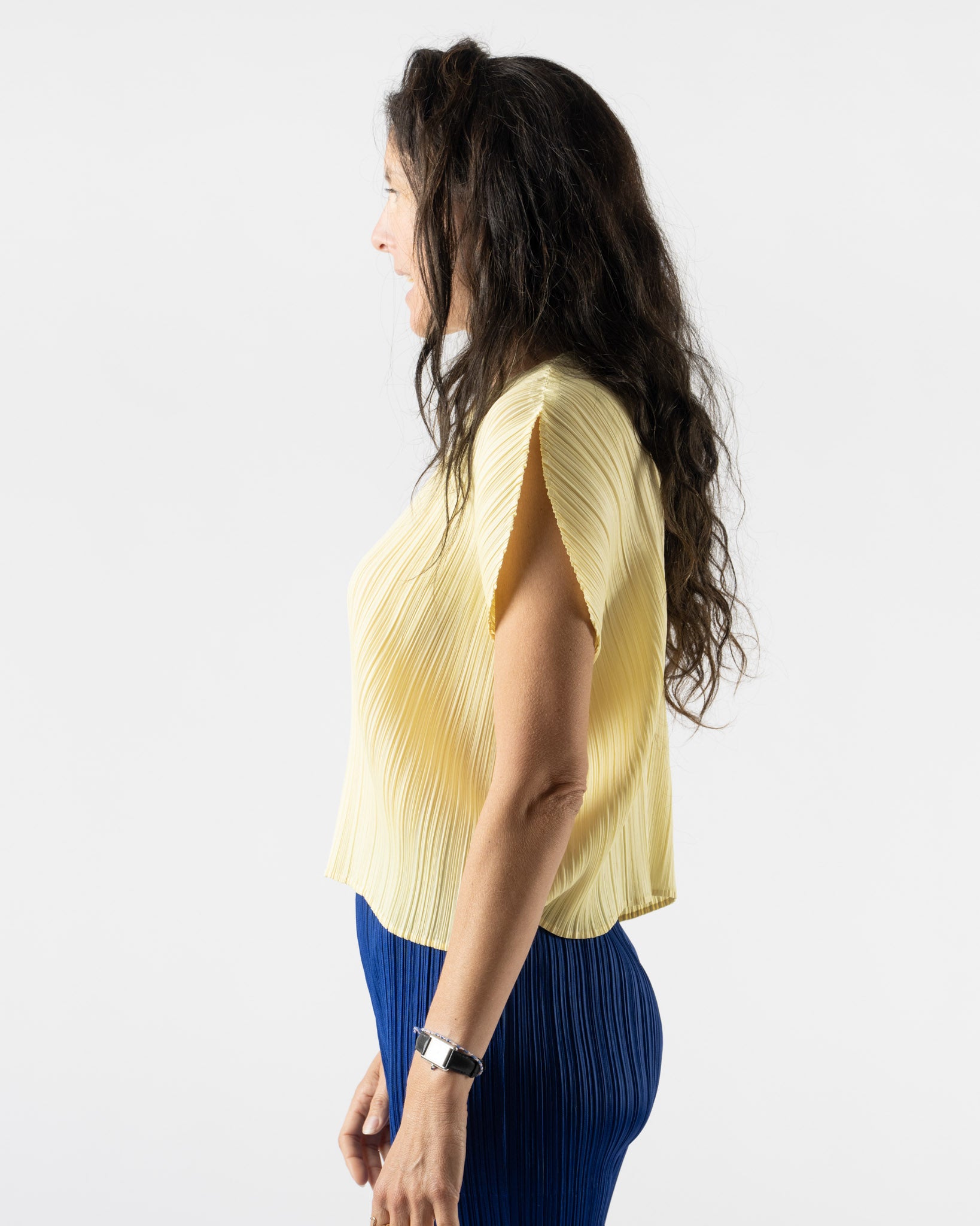 Pleats Please Issey Miyake Monthly Colors July Top in Pale Yellow