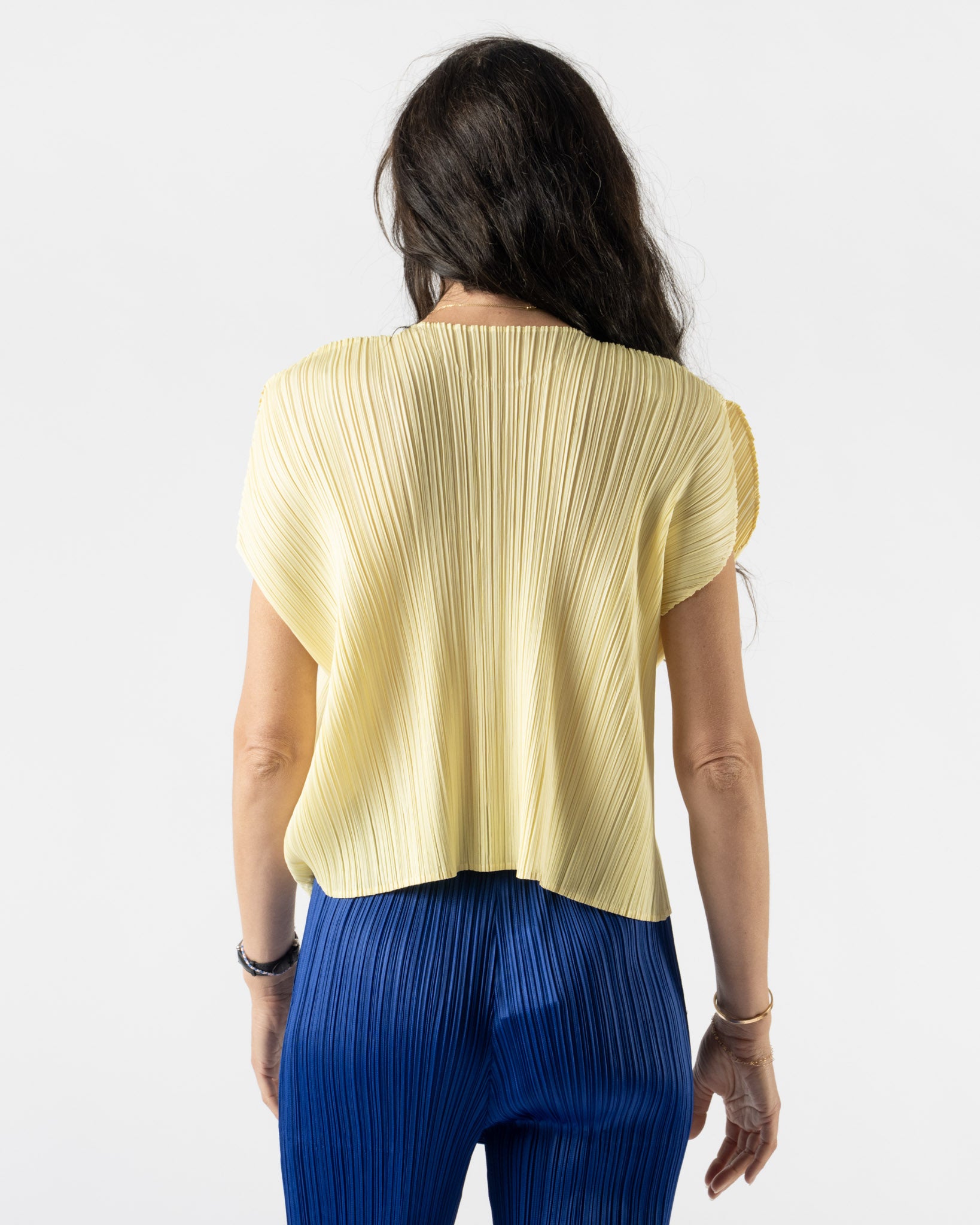 Pleats Please Issey Miyake Monthly Colors July Top in Pale Yellow