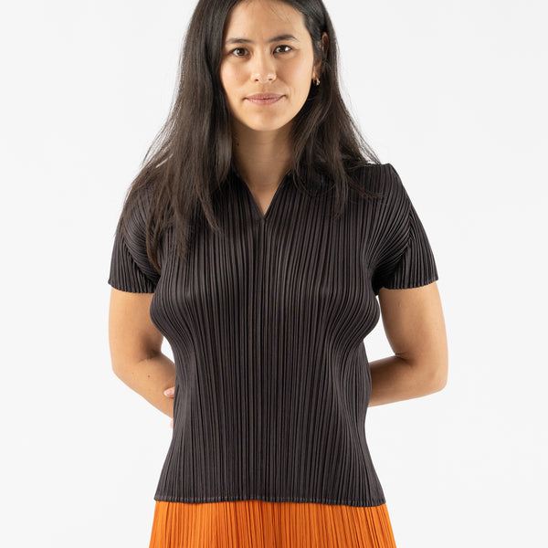 Pleats Please Issey Miyake April Monthly Colors Top in Black Pepper Curated  at Jake and Jones