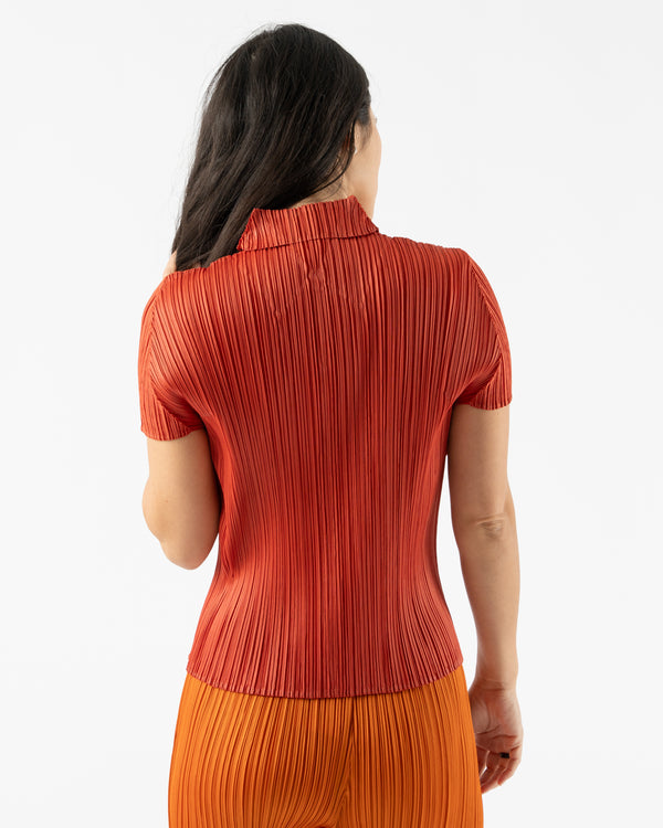 Pleats Please Issey Miyake April Monthly Colors Top in Dark Red