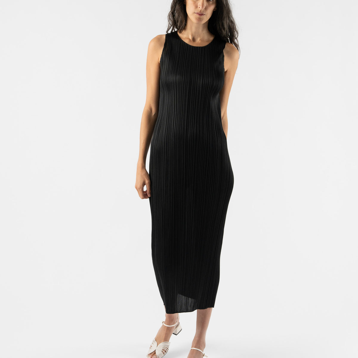 Pleats Please Issey Miyake Basics Dress in Black Curated at Jake and Jones