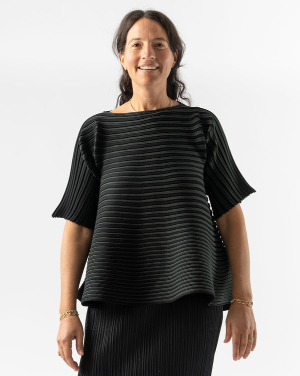 Pleats Please Issey Miyake Bounce Knit Top in Charcoal