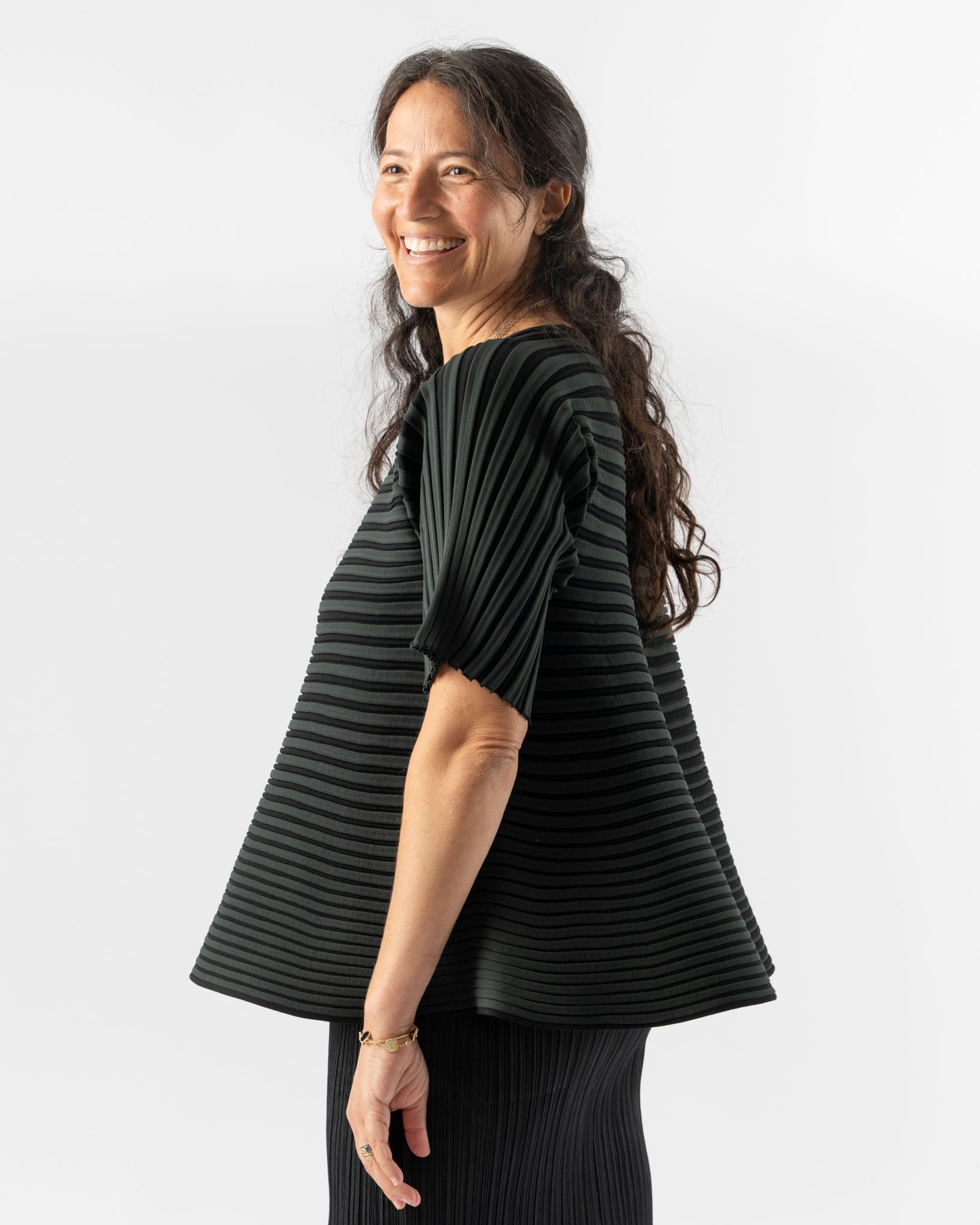 Pleats Please Issey Miyake Bounce Knit Top in Charcoal