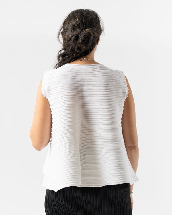 Pleats Please Issey Miyake Bounce Knit Top in Off White