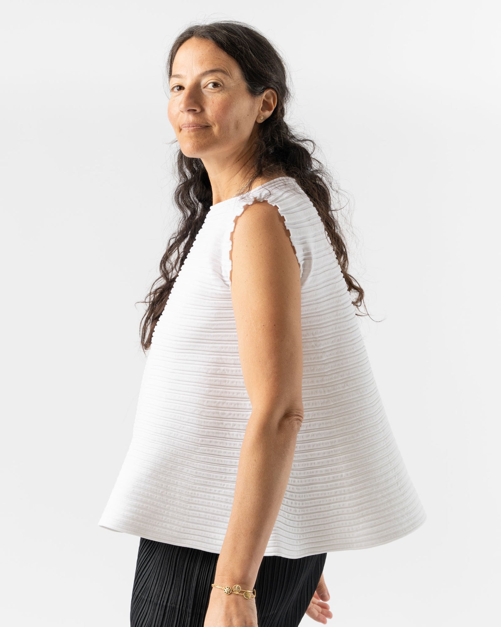 Pleats Please Issey Miyake Bounce Knit Top in Off White Curated at Jake and  Jones