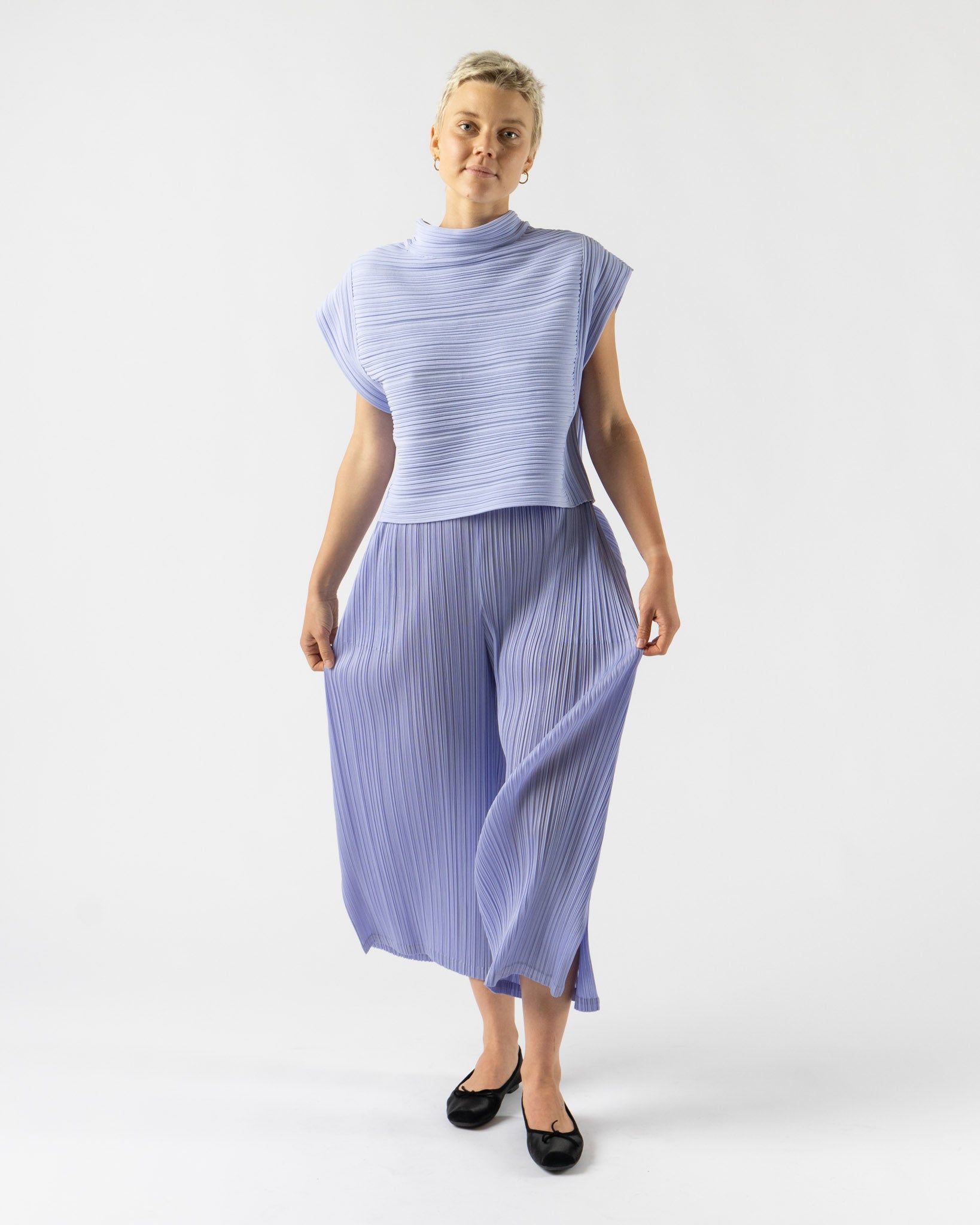 Pleats Please Issey Miyake Monthly Colors February Trousers in Saxe Blue