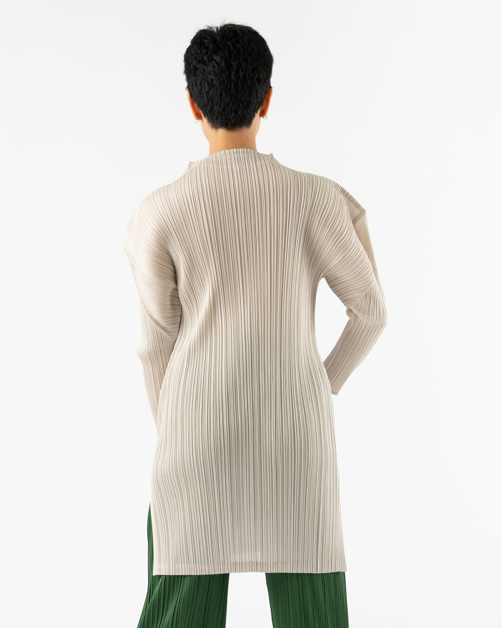 Pleats Please Issey Miyake February Monthly Colors Dress in Ivory Curated  at Jake and Jones