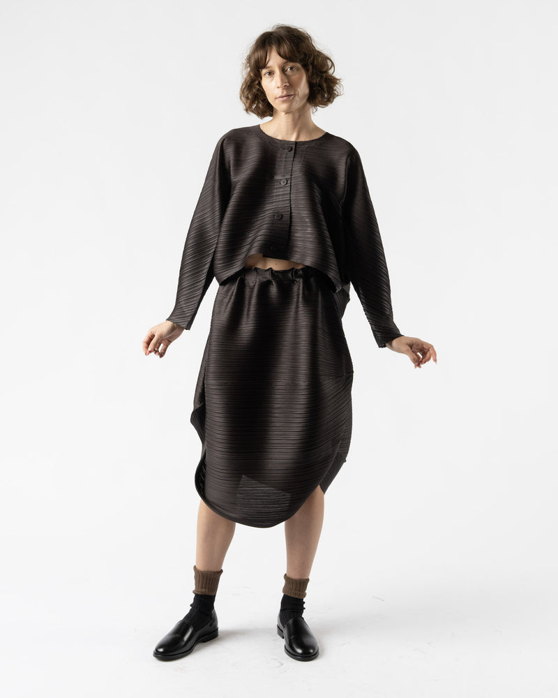 Pleats Please Issey Miyake UFO Cardigan in Mocha