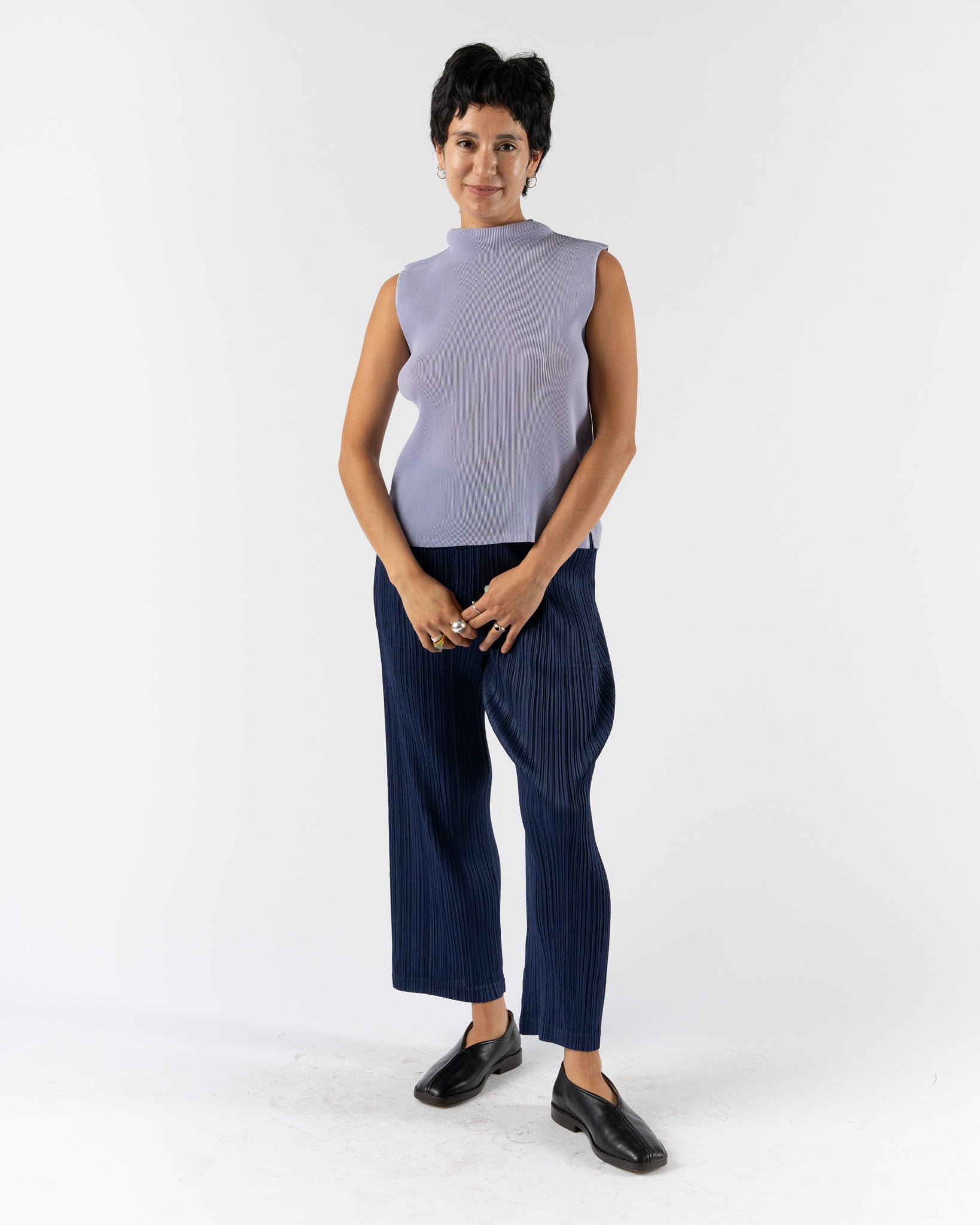 Pleats Please Issey Miyake Mist July Top in Light Blue