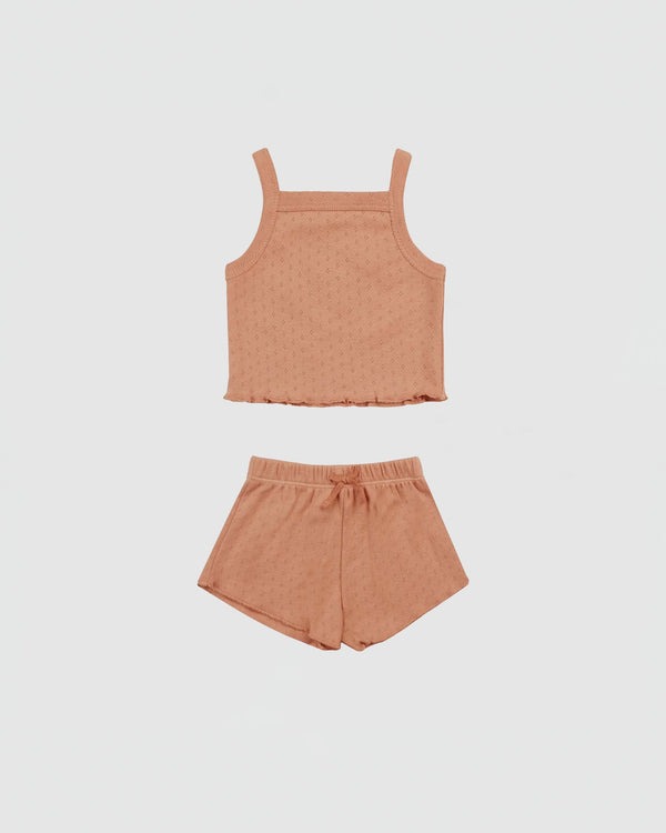 Quincy Mae Pointelle Tank and Shortie Set in Melon