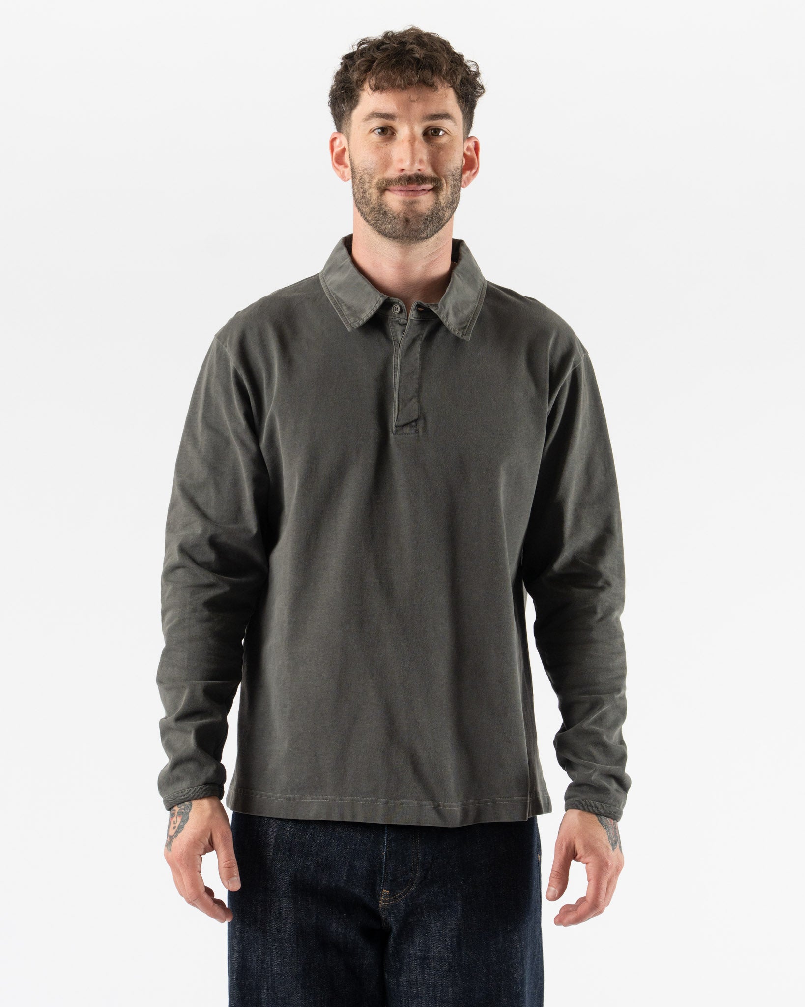 Sunflower Heavy Jersey Rugby Polo in Faded Black