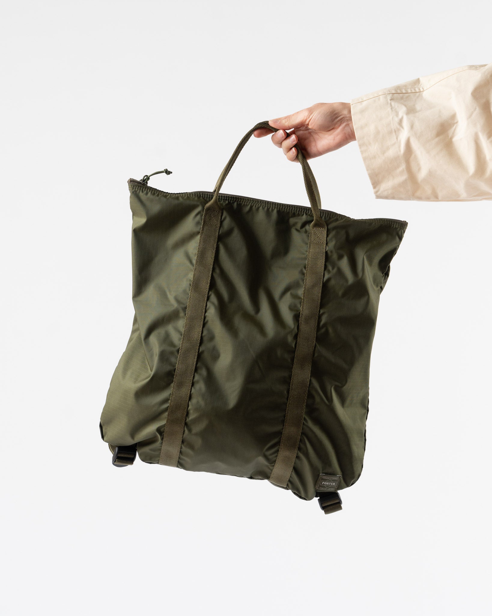 Porter Yoshida Flex 2-Way Tote Bag in Olive Drab